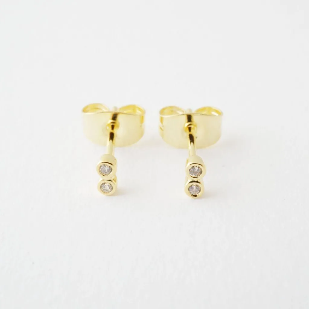 Double Crystal Stud Earrings