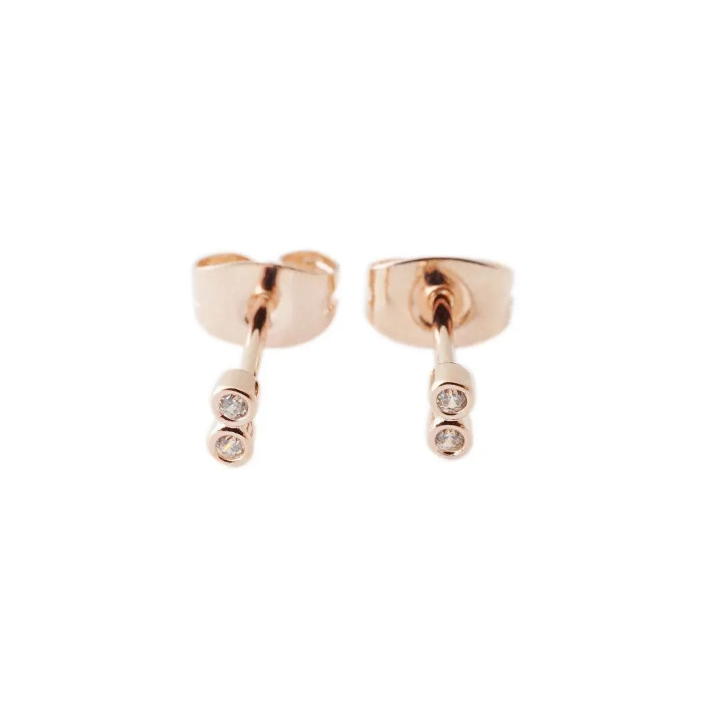 Double Crystal Stud Earrings