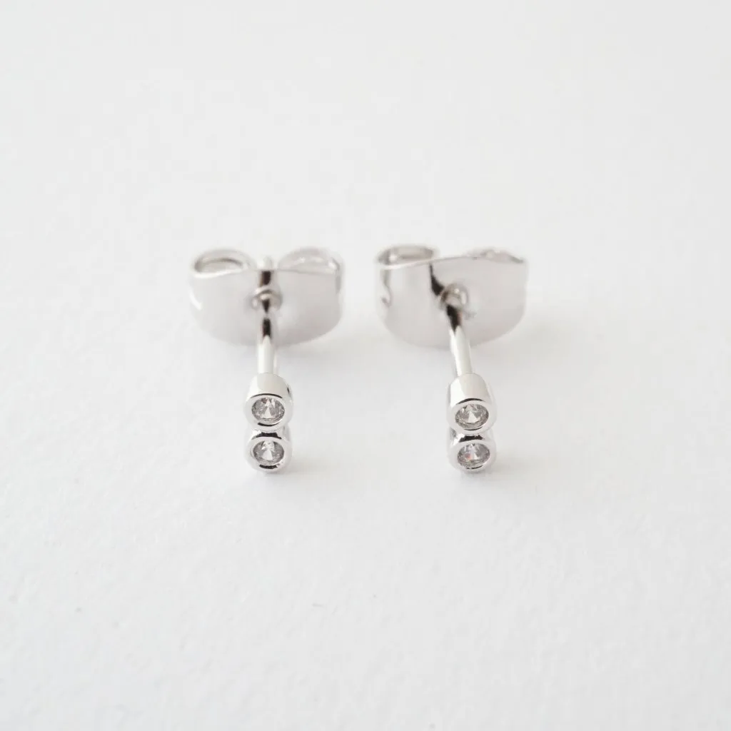 Double Crystal Stud Earrings