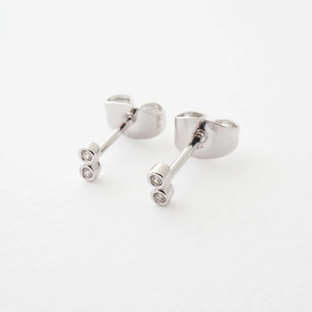 Double Crystal Stud Earrings