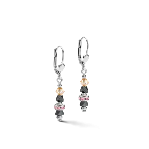 Earrings Fine & Edgy Hematite & Crystals & Stainless Steel peach-pink