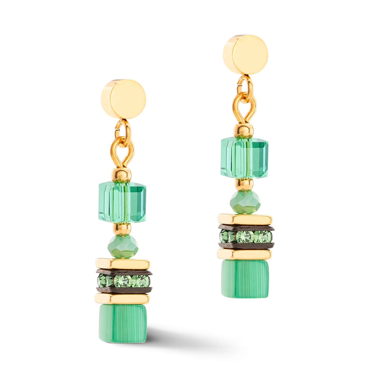 Earrings Mini Cubes green