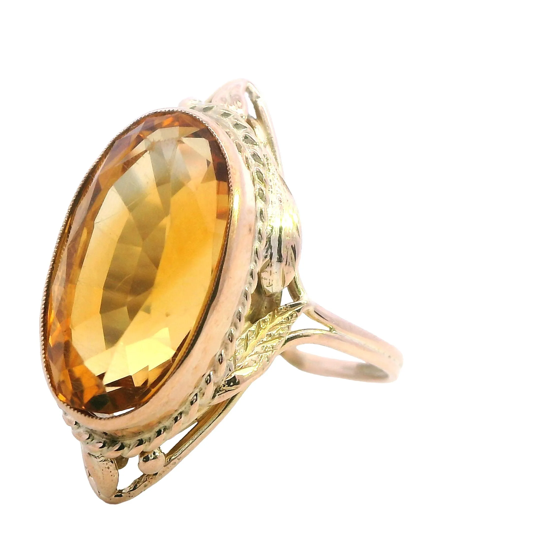 Elegant 9ct Yellow Gold Citrine Ring - Radiant and Refined