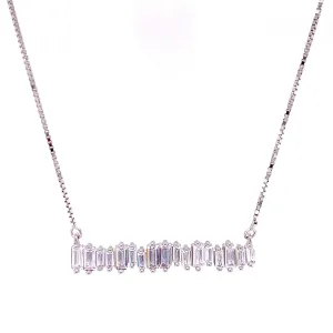 Emerald Shaped CZ Bar Necklace