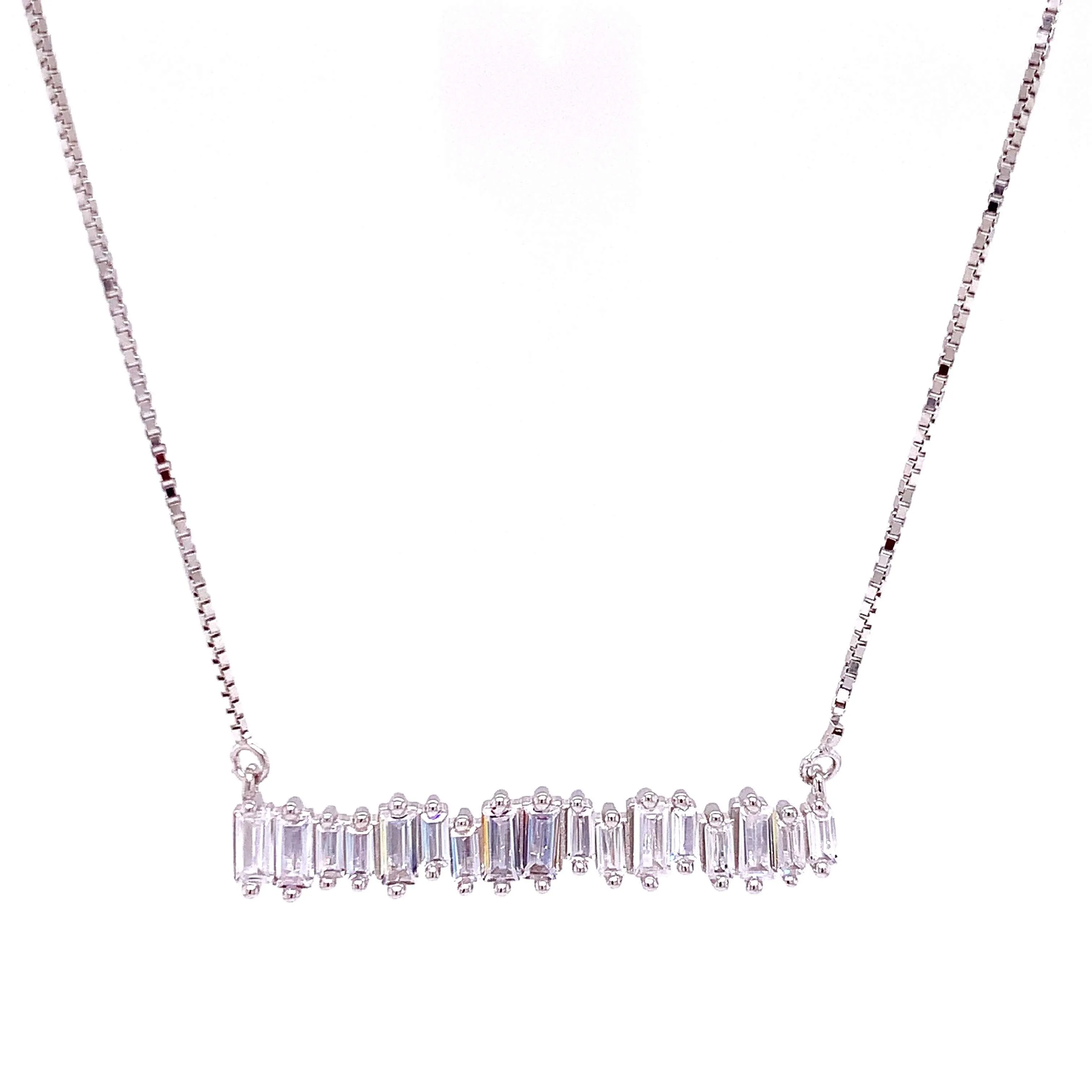 Emerald Shaped CZ Bar Necklace