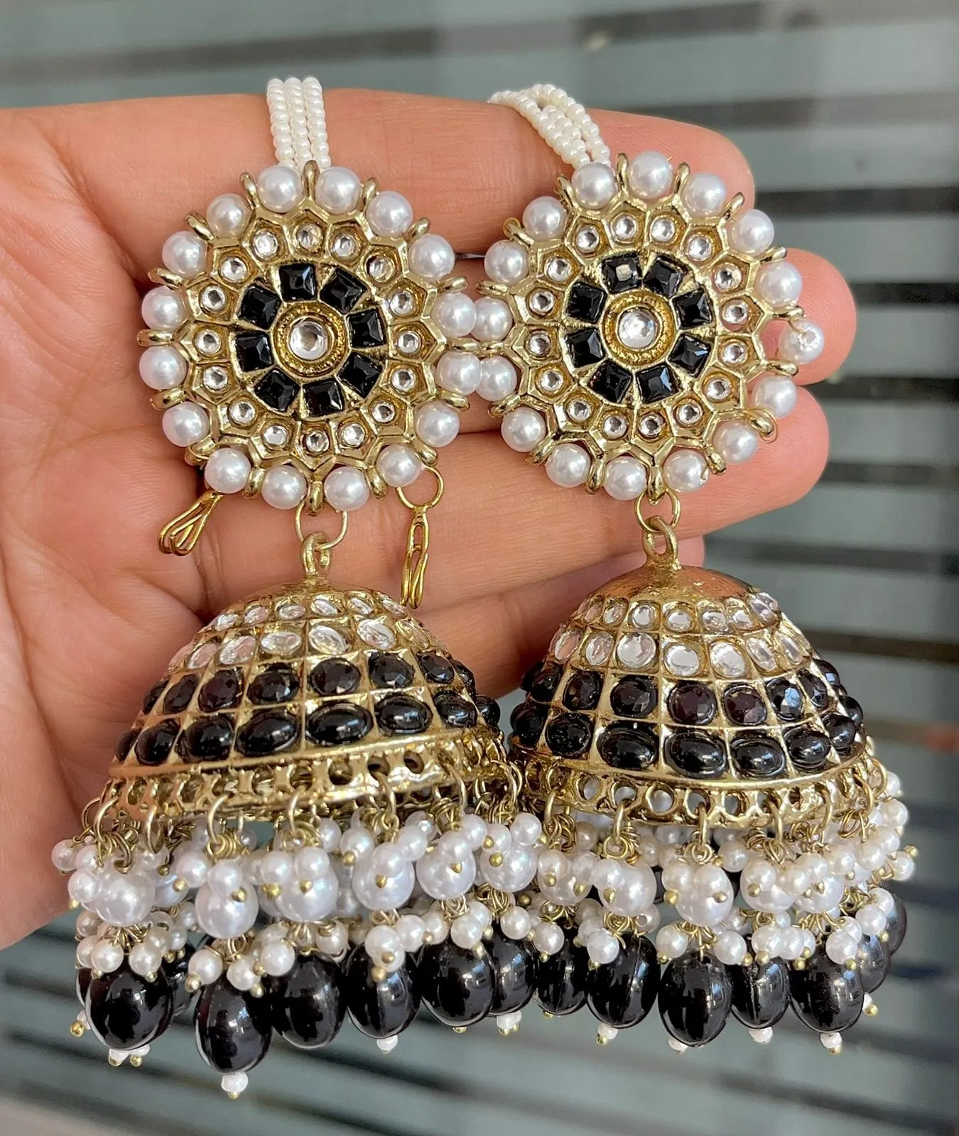 Ethnic Indian Earrings Handmade Kundan Jewelry for Weddings and Special Occasions