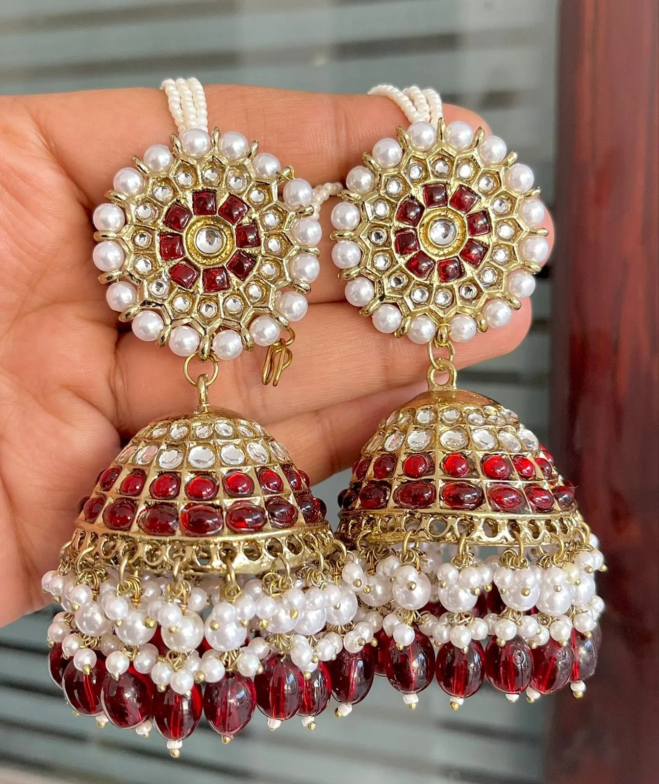 Ethnic Indian Earrings Handmade Kundan Jewelry for Weddings and Special Occasions