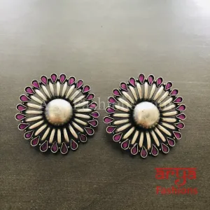 Ethnic Silver Oxidized Indian Trendy Stud Earrings