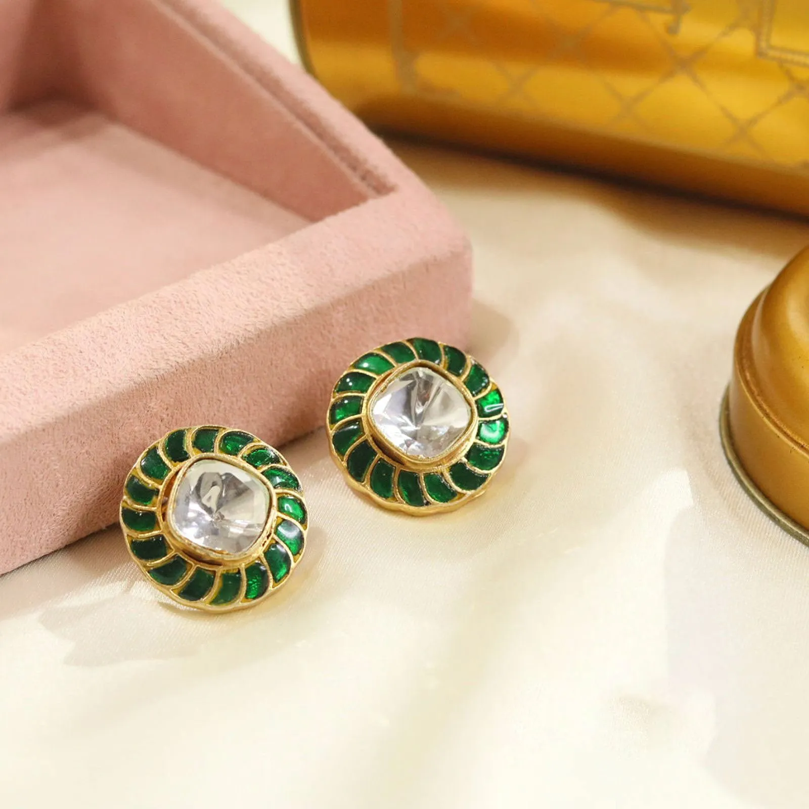 Ethnic Styles Kundan Earrings for Weddings Parties and Special Occasions with high quality