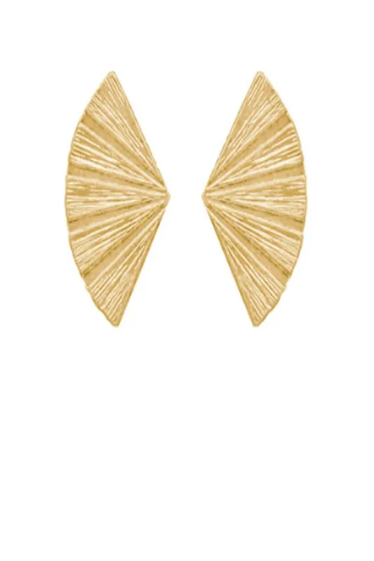 Fan Shape Texture Metal Earrings