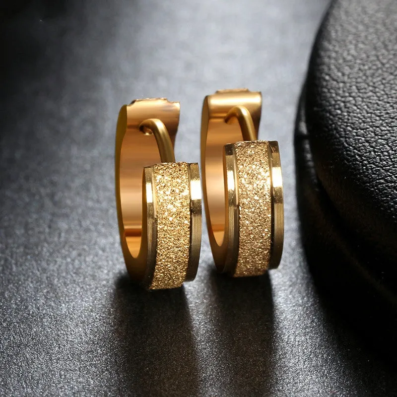 Fashion Gold Plated Hoop Earrings Punk Rock Stainless Steel Earrings For Women