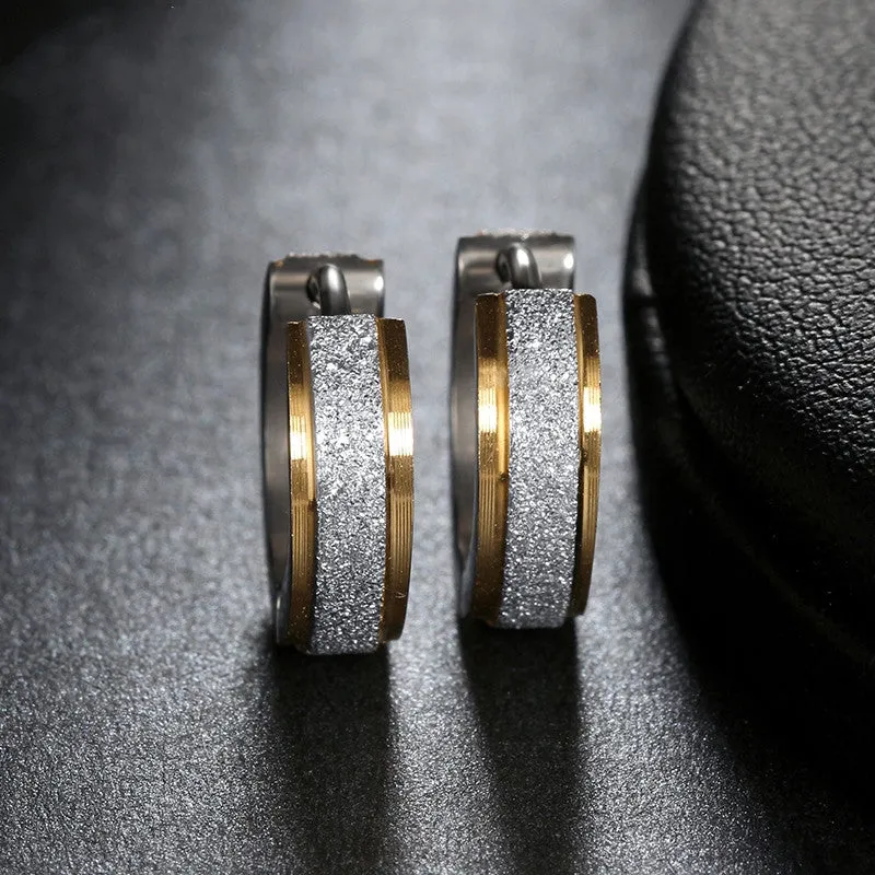 Fashion Gold Plated Hoop Earrings Punk Rock Stainless Steel Earrings For Women