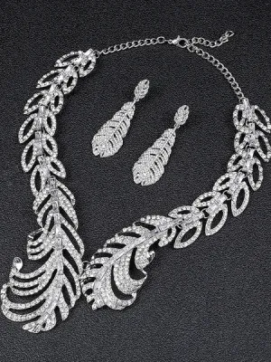 Feather Shape Necklace Earring Set