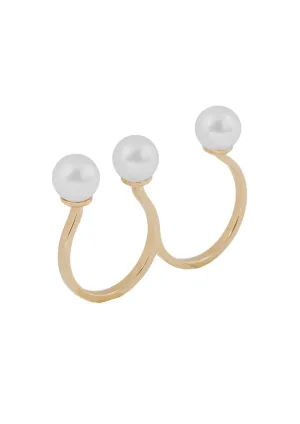 Filo Di Luna Pearl Gold Double Ring