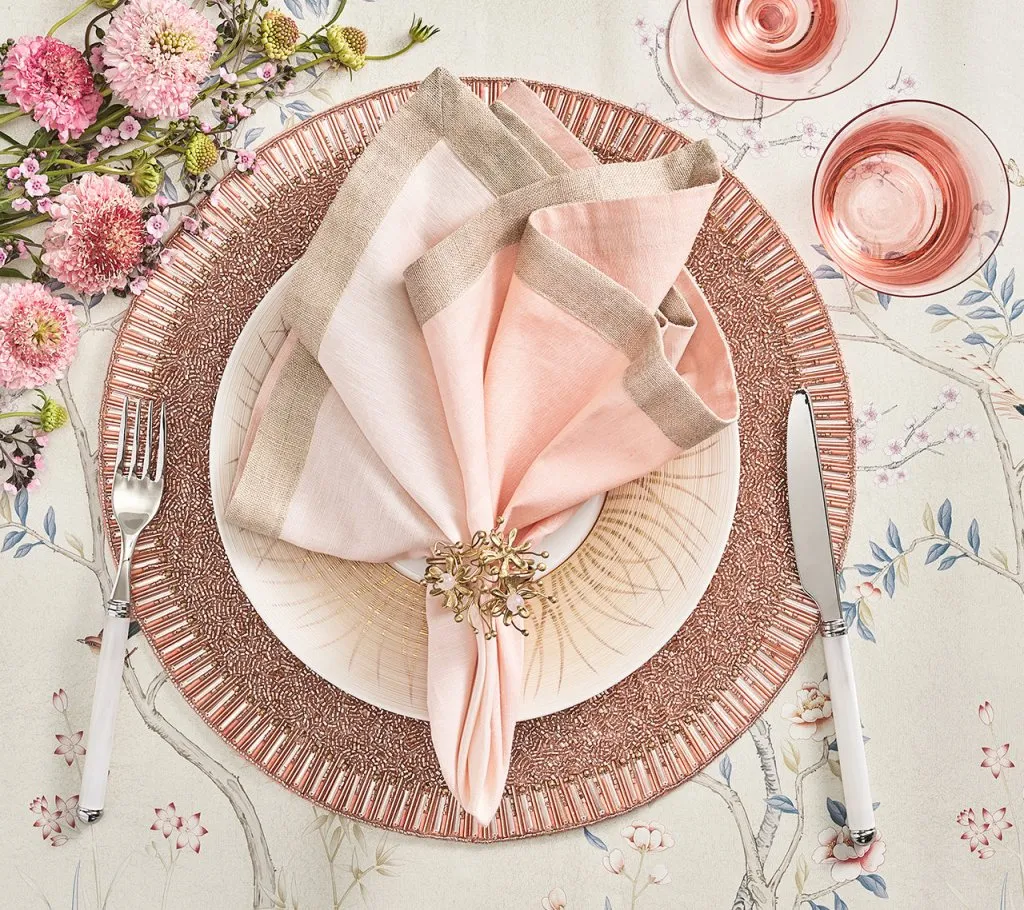 Flora Napkin Ring in Blush & Gold, Set of 4