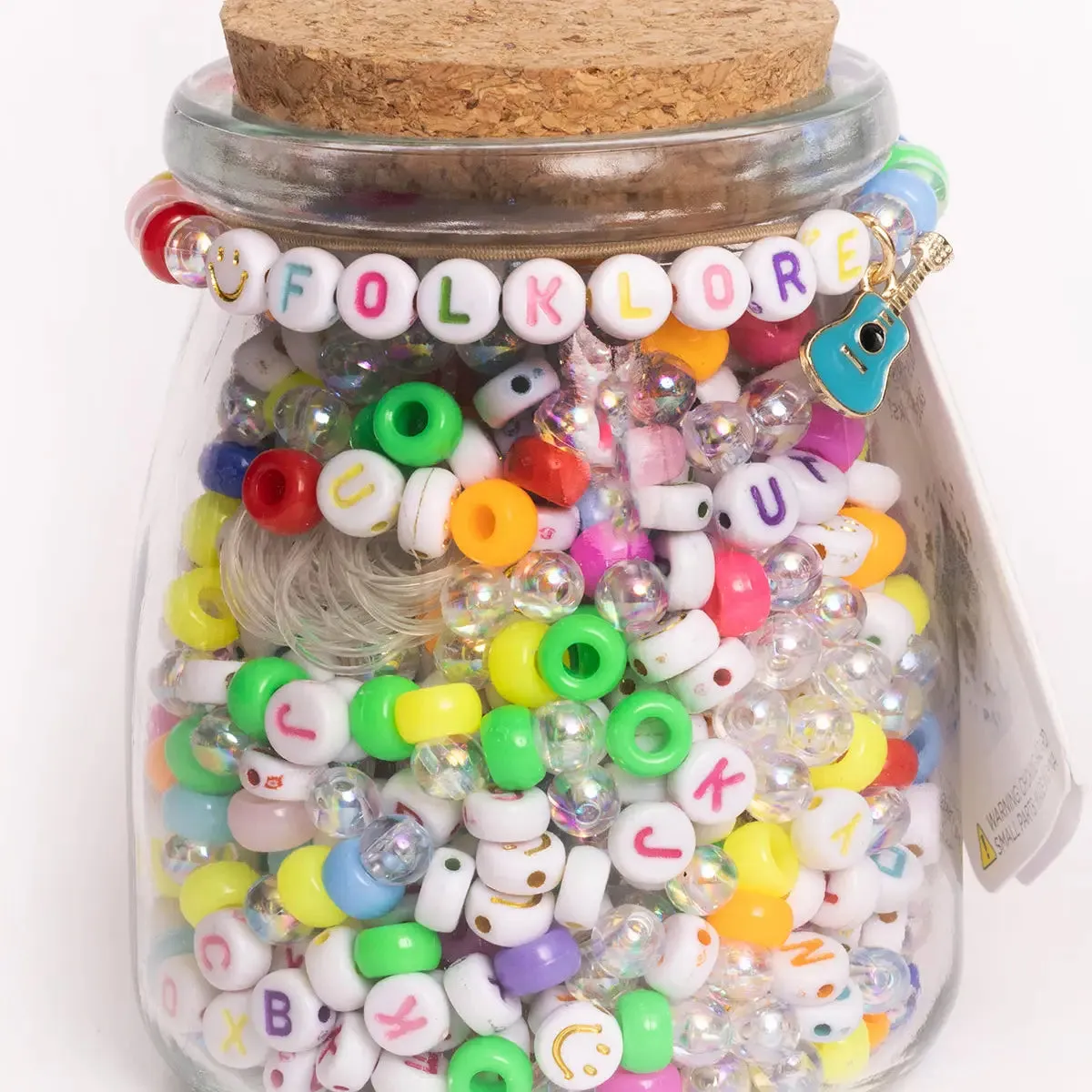 FOLKLORE Multicolor Round Letter Bead Jar