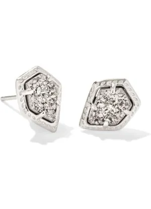 Framed Tessa Stud Earrings Rhod Platinum Drusy by Kendra Scott