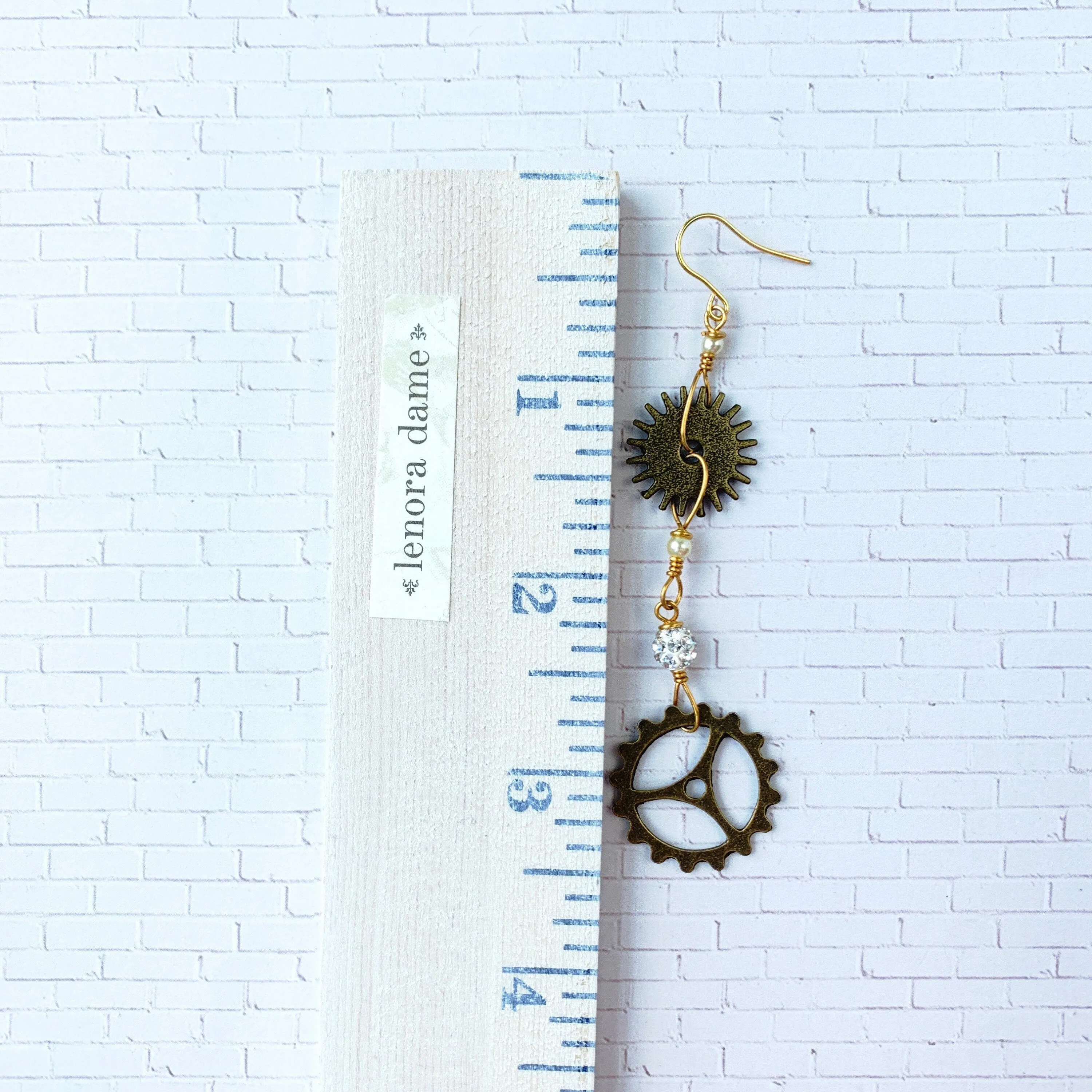 Geared Dangle Drop Earrings