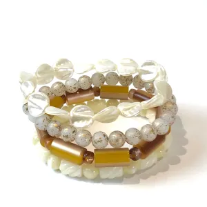 Gilded Spatter & Pearls Stack and Stretch Bracelet Set