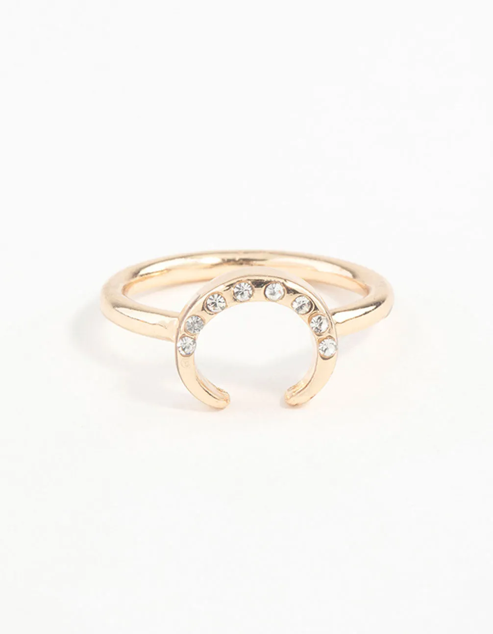 Gold Horseshoe Diamante Ring