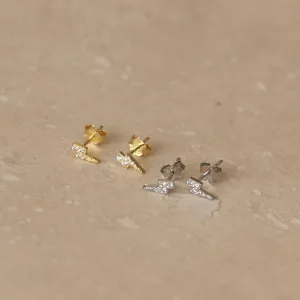 Gold or Silver Micro Lightning Bolt Studs