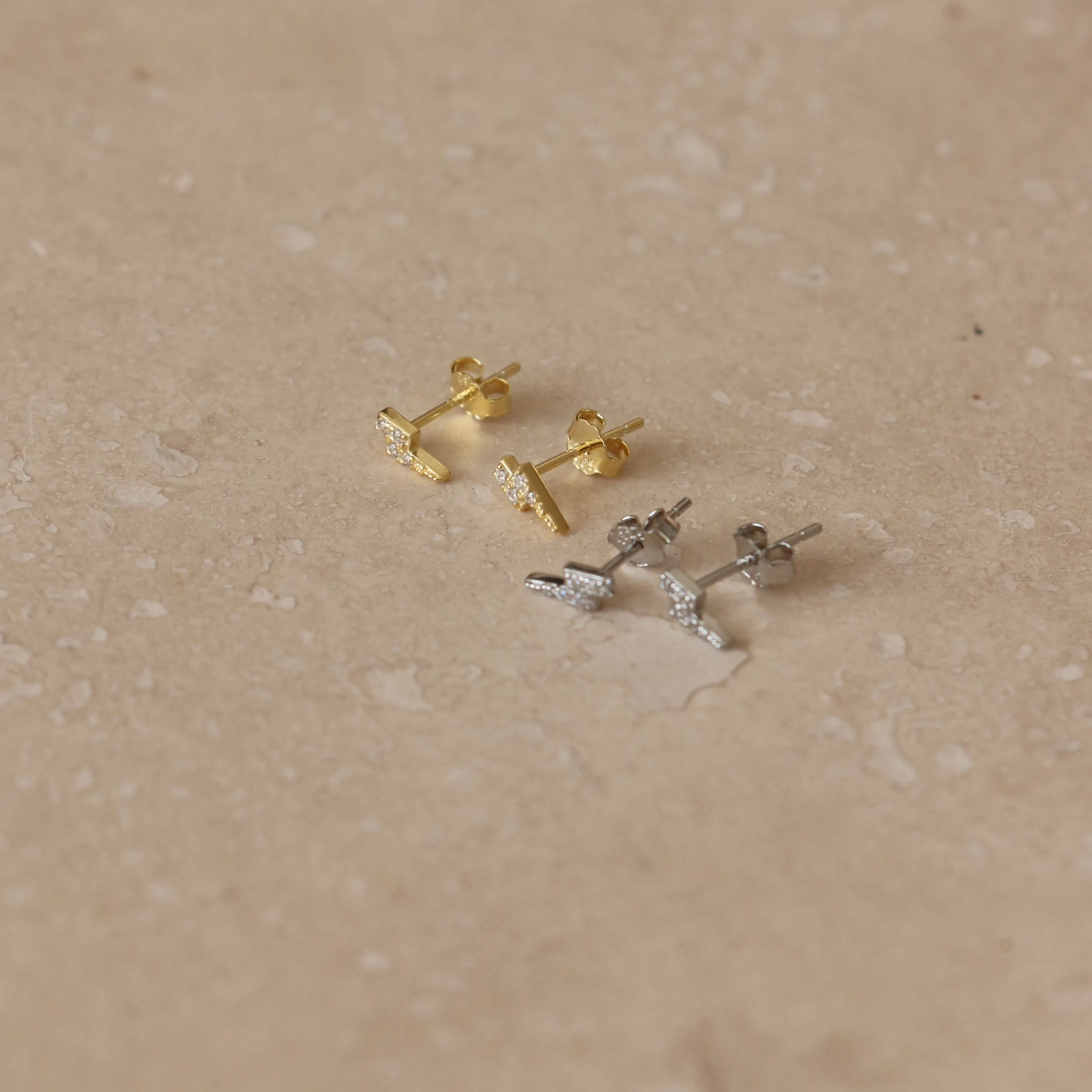 Gold or Silver Micro Lightning Bolt Studs