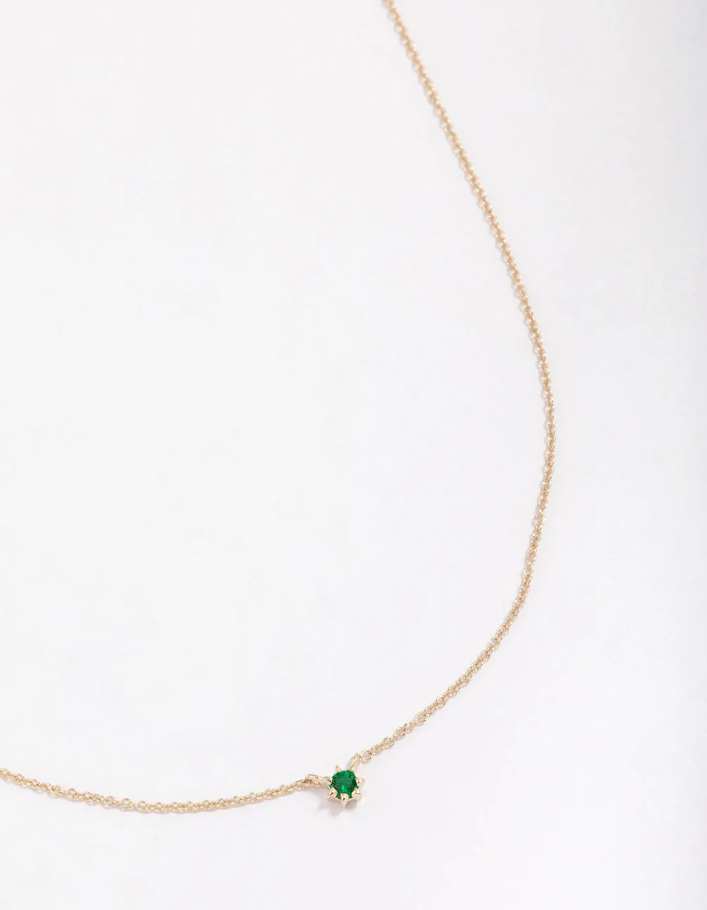 Gold Plated Sterling Mini Emerald Silver Cubic Zirconia Pendant Necklace