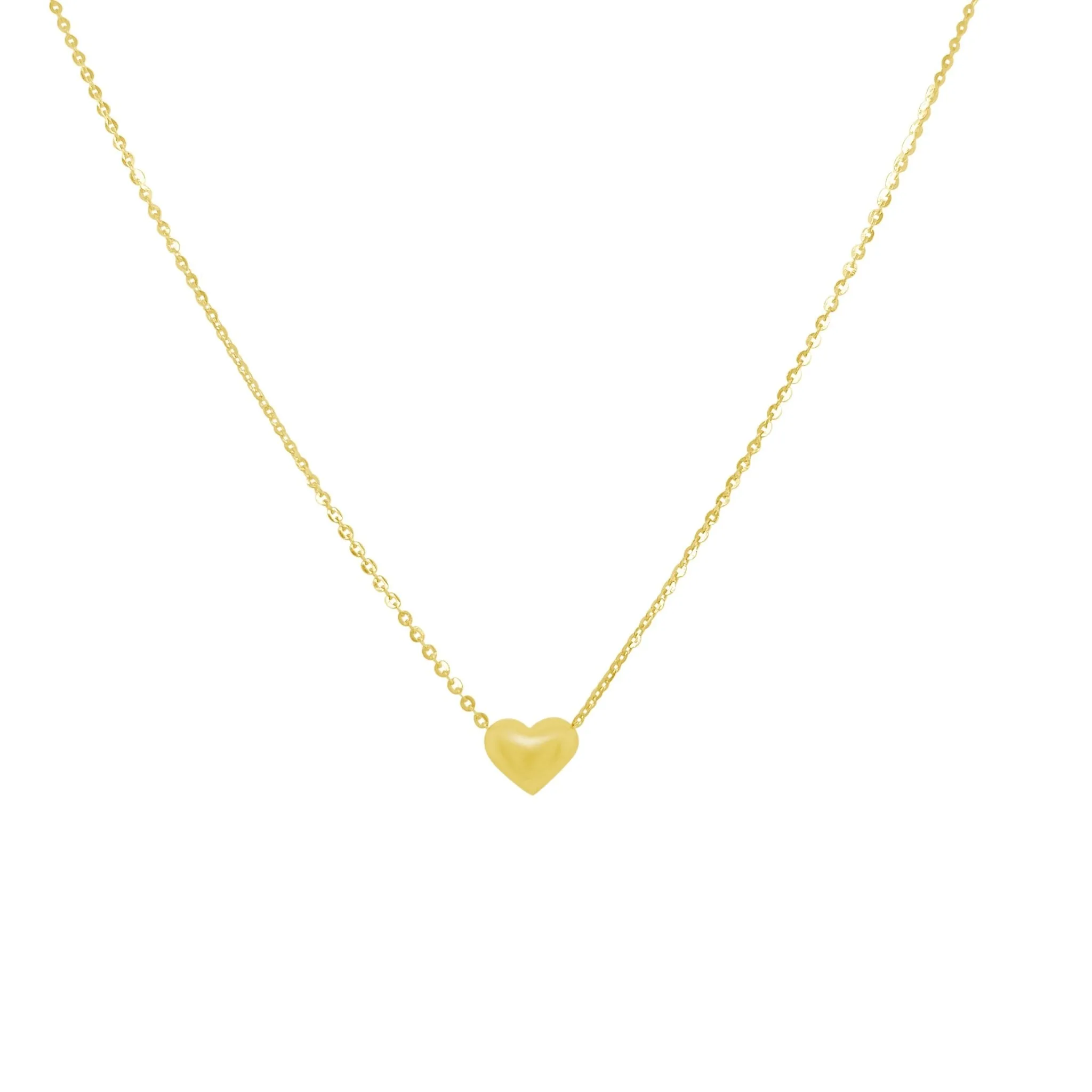 Gold Puffy Heart Necklace