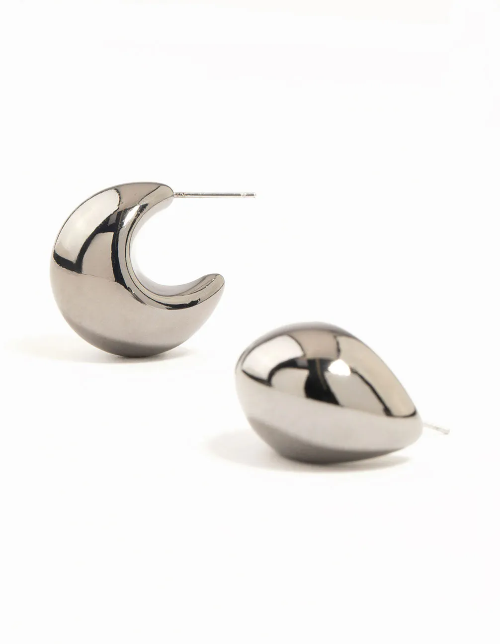 Gunmetal Chubby Bubble Hoop Earrings