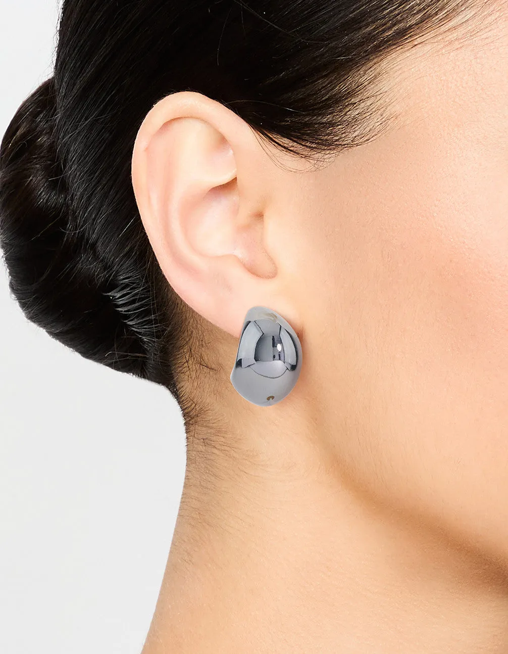 Gunmetal Chubby Bubble Hoop Earrings