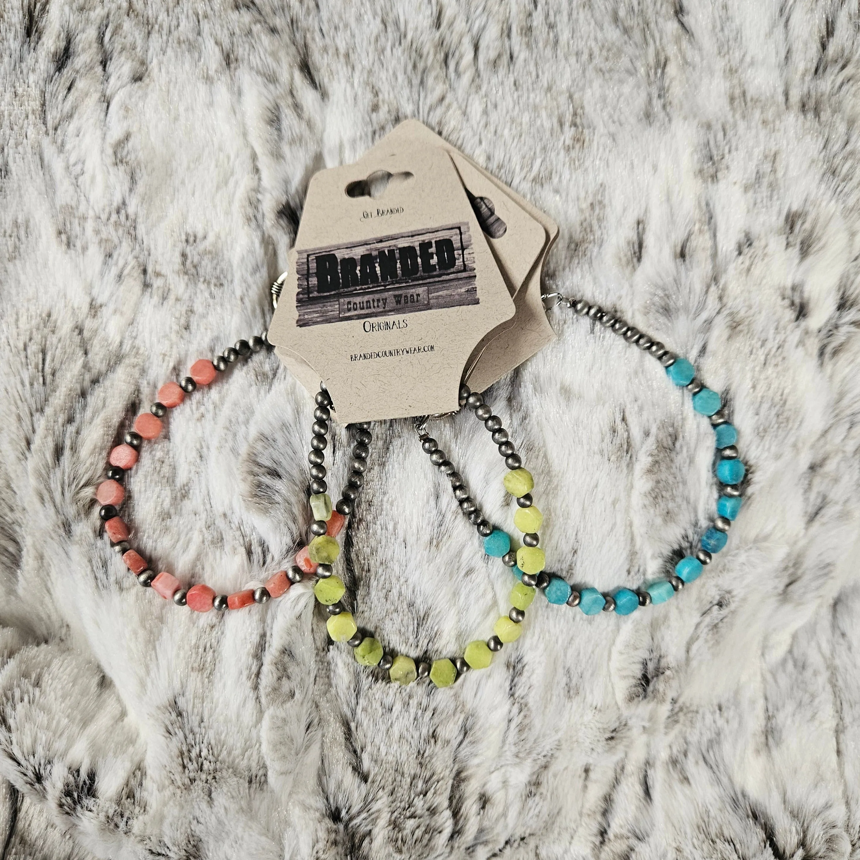 Hexa Gemstone & Navajo Inspired Pearl Adjustable Bracelet (3 Gemstone Variants Available)