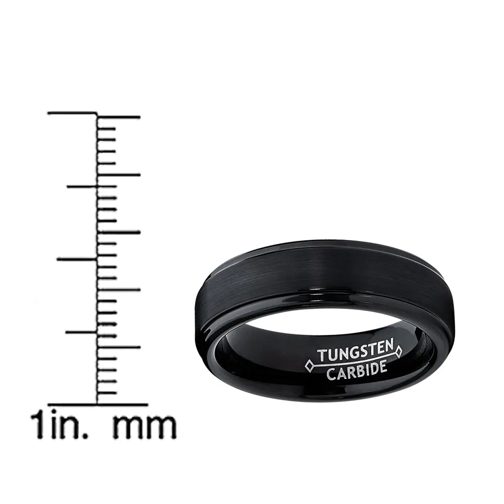 His & Hers Black Tungsten Rings Wedding Bands High Polish Matte Finish 8MM/6MM