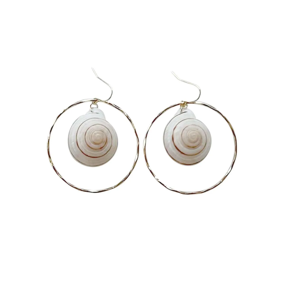 Hoop Earrings with Spiral Shell, Asstd