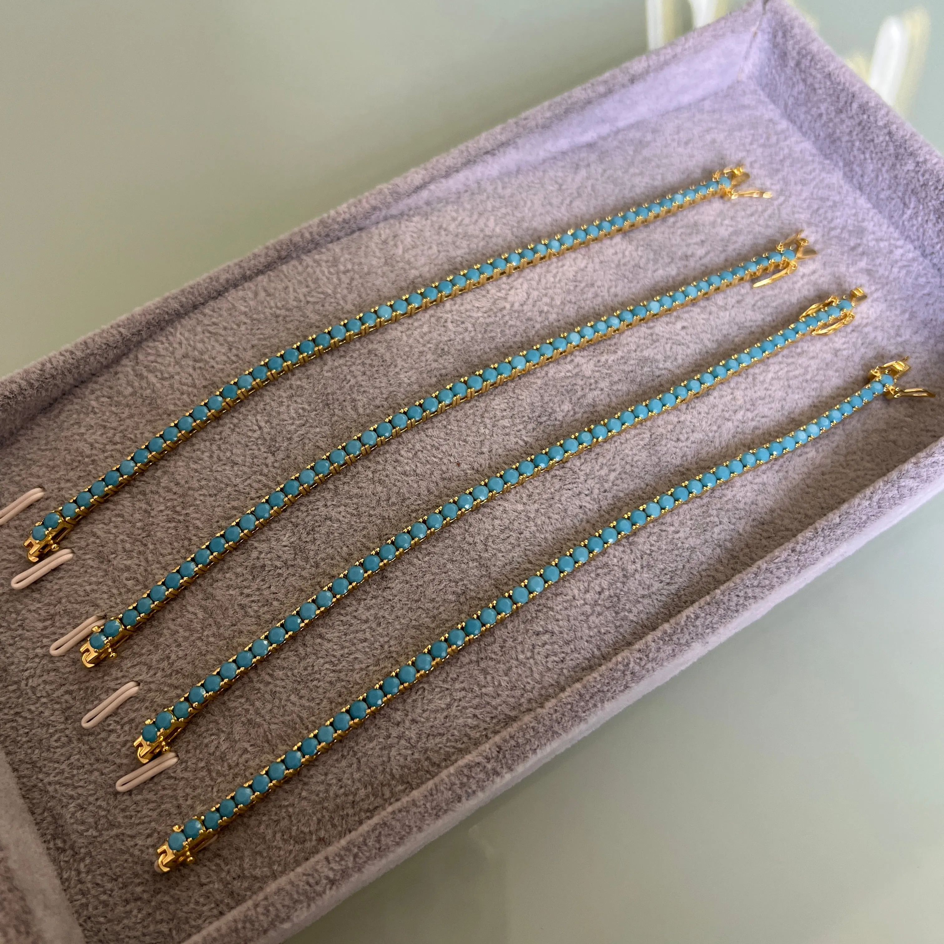 Ibiza Turquoise CZ’s 4 Prong Tennis Bracelet