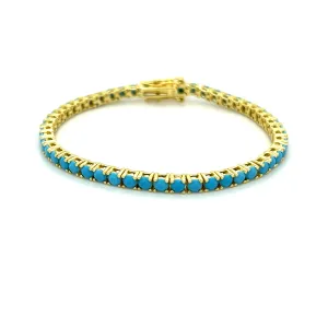 Ibiza Turquoise CZ’s 4 Prong Tennis Bracelet