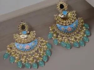 Indian Weddings Pearl Earrings Set, Kundan Earrings, Indian Jewelry, Fine Kundan Earring Indian Earrings, Statement Earrings, Bridal Pearl Kundan, Bollywood Earrings Jewelry, Long Indian Earrings,  Wedding Earrings