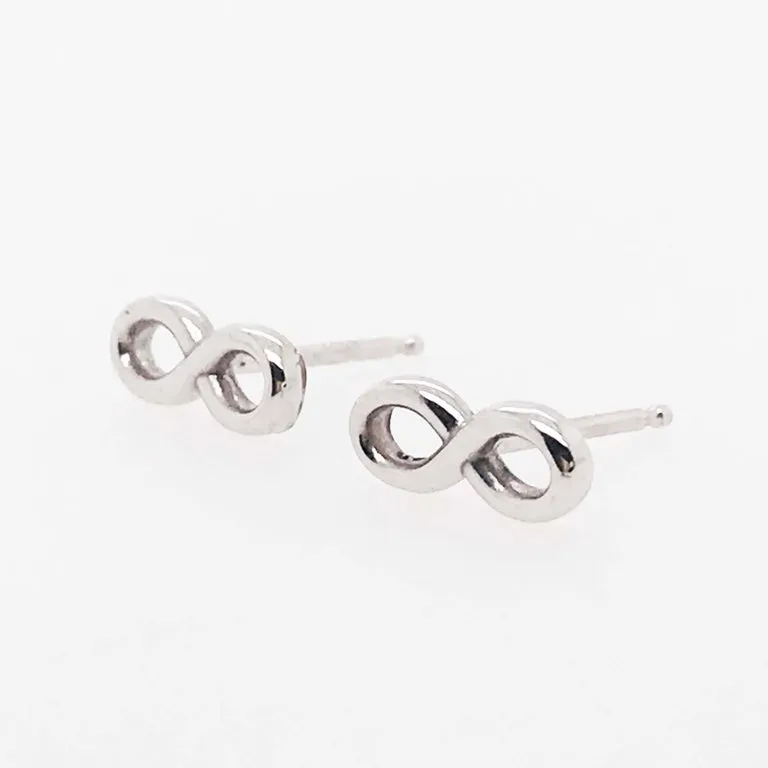 Infinity Earring Studs in White Gold