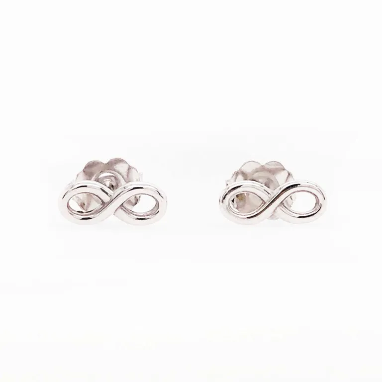 Infinity Earring Studs in White Gold