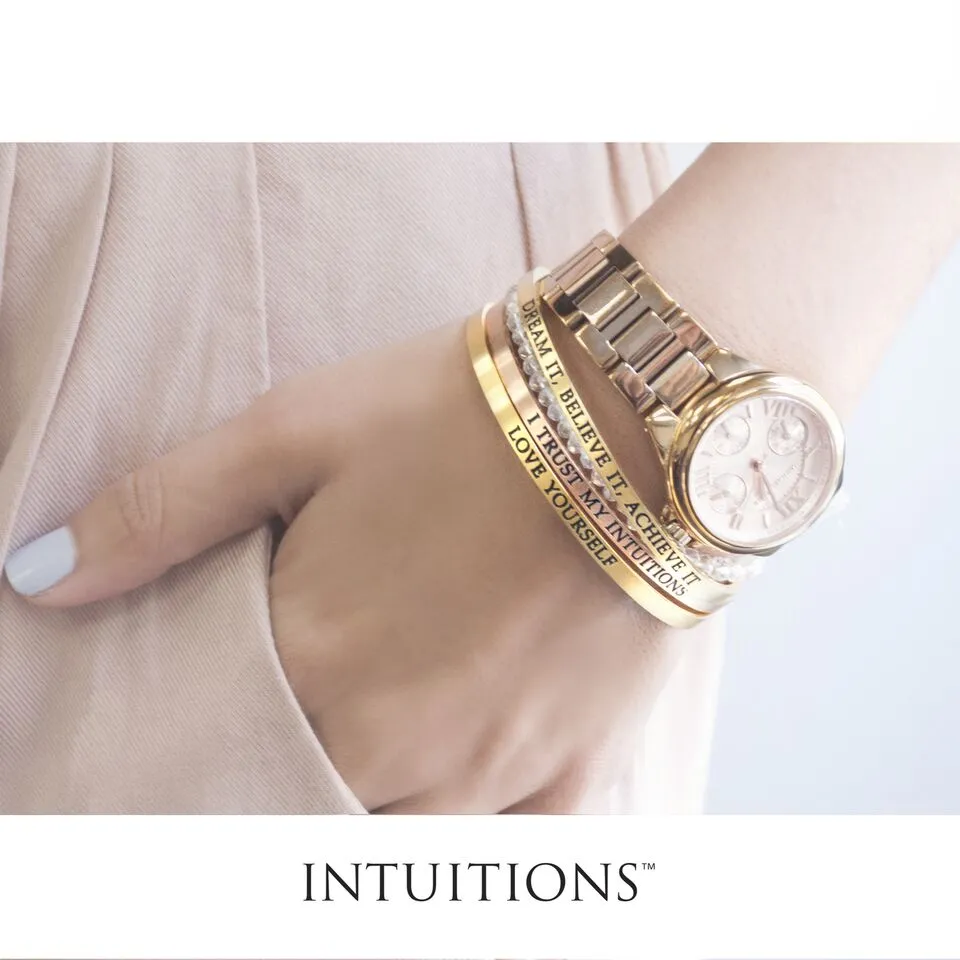 Intuitions Stainless Steel LIVE THE LIFE YOU’VE DREAMED Diamond Accent Adjustable Bracelet