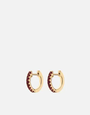 Koa Huggie Earrings, 14k Gold/Rubies