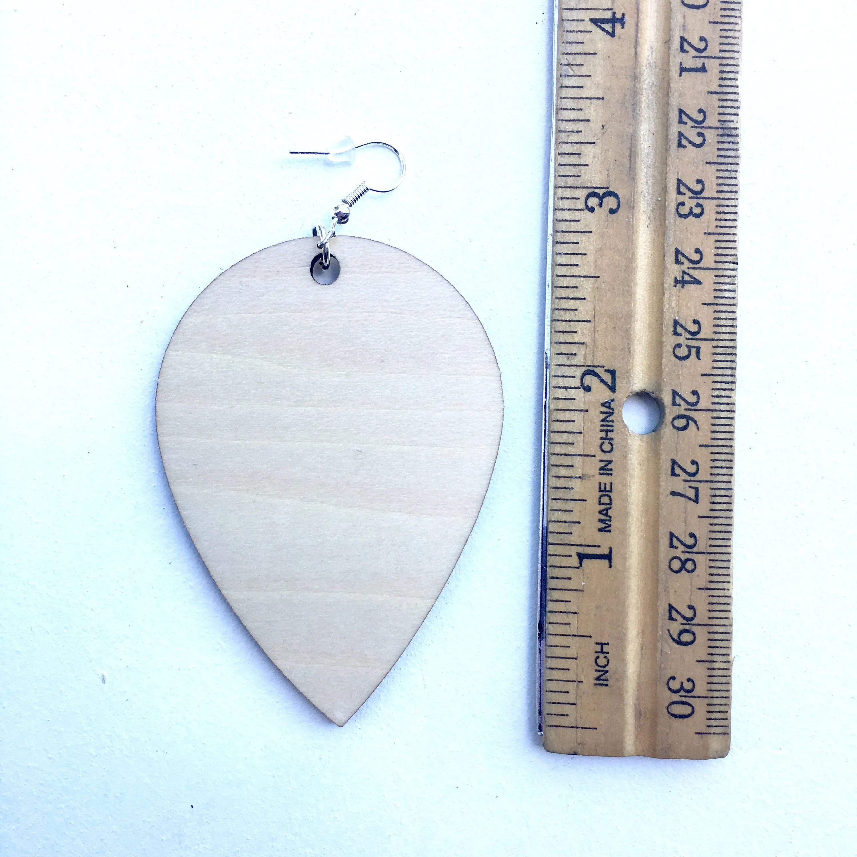 Large Upside Down Teardrop Earring, Birch Dangle Wooden Earrings, Gift for Sister, Trendy Lightweight Earrings