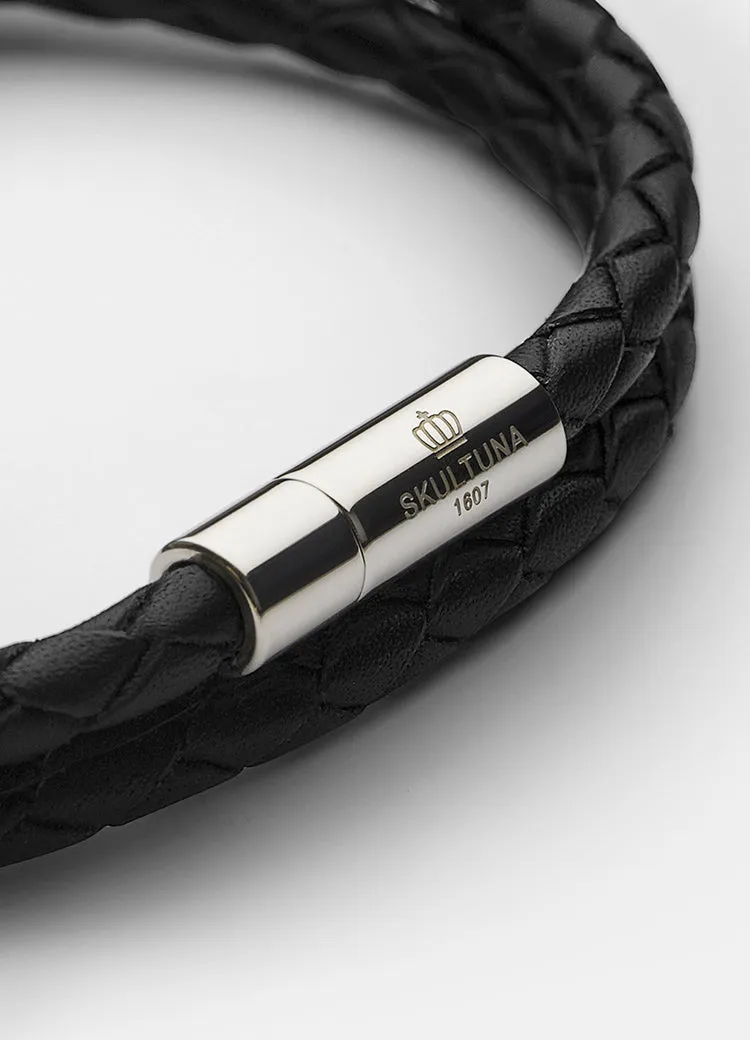 Leather Bracelet | 4mm | Silver | Black