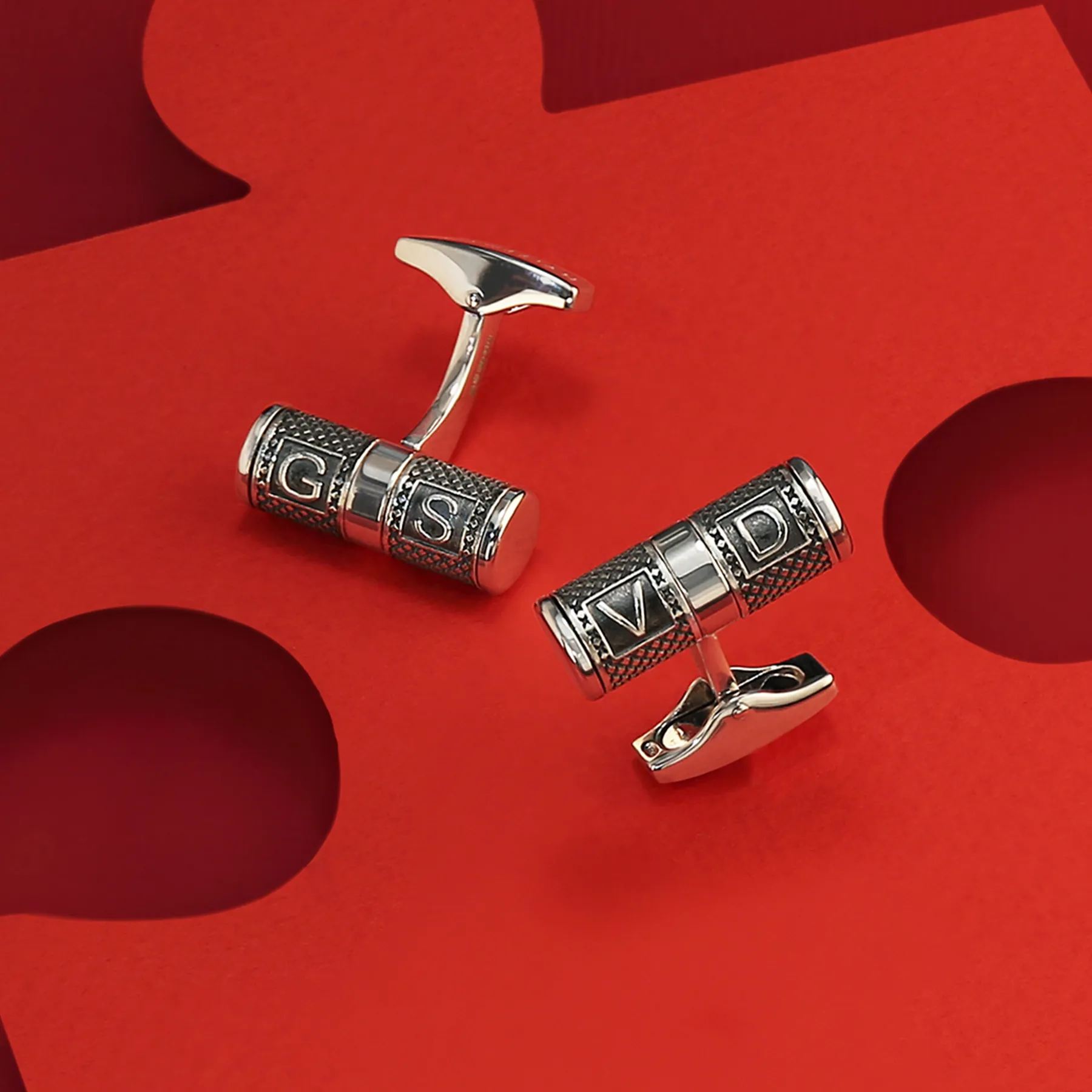 Lucky Me Cufflinks In Rhodium Plated Silver