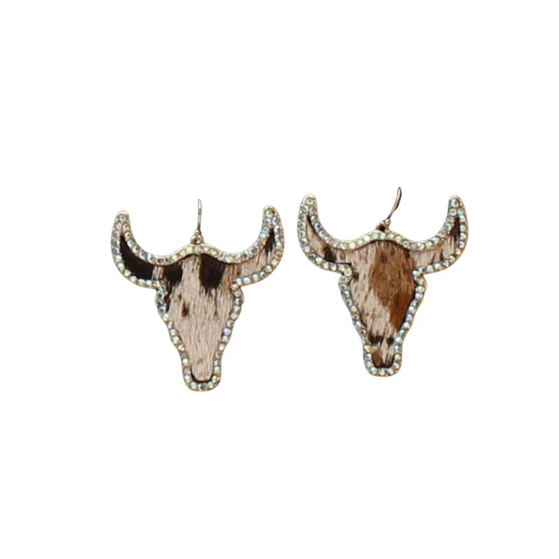 M&F Western Women's Silver Strike Cow Earrings D460013305