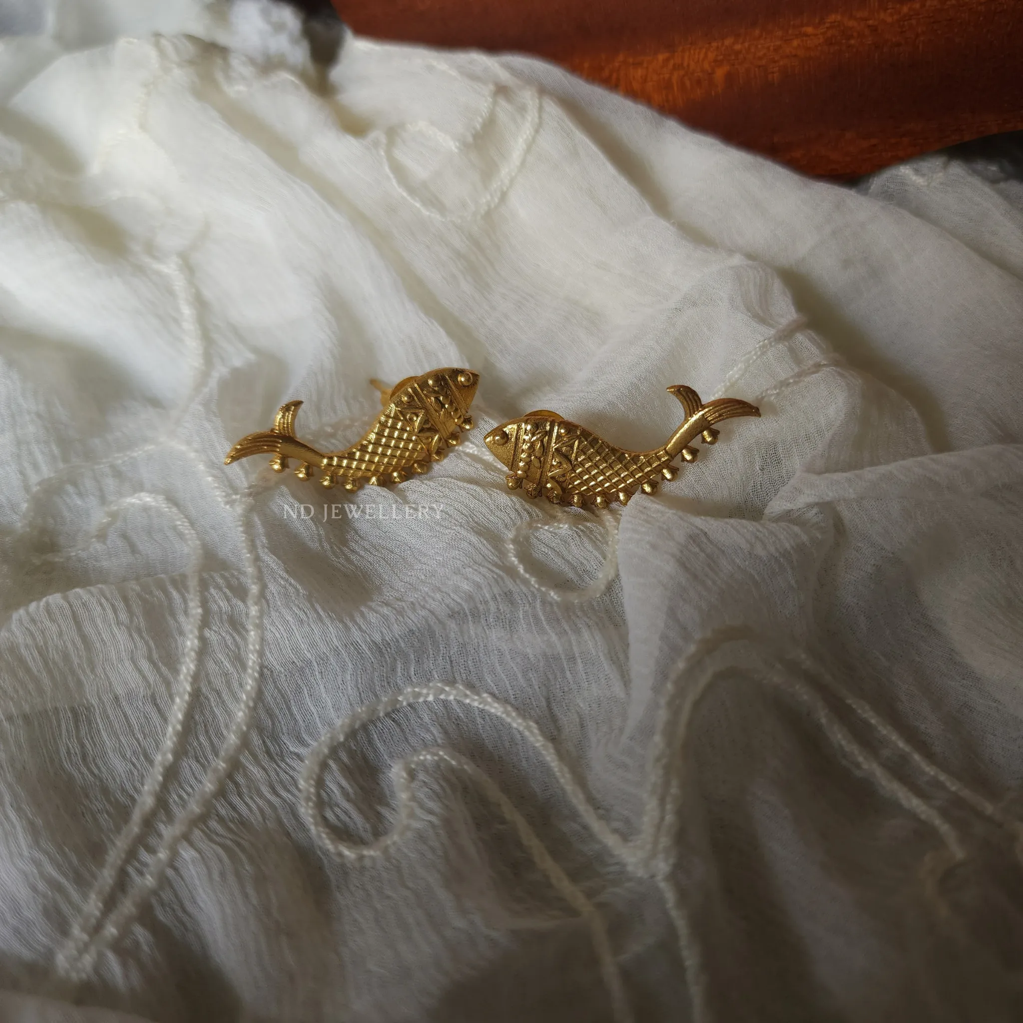 Matsya Gold Stud Earrings