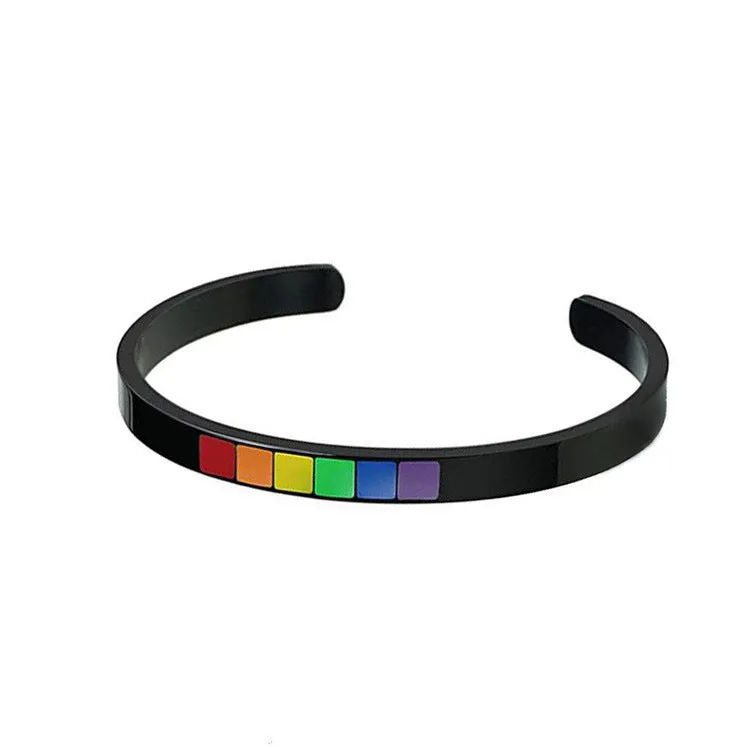 Men's And Women's U-shaped Stainless Steel Rainbow Bracelet