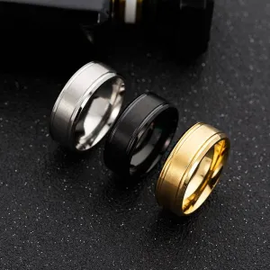 Men's Wedding Rings: Sleek Black, Silver, and Gold Bands, 8MM Width