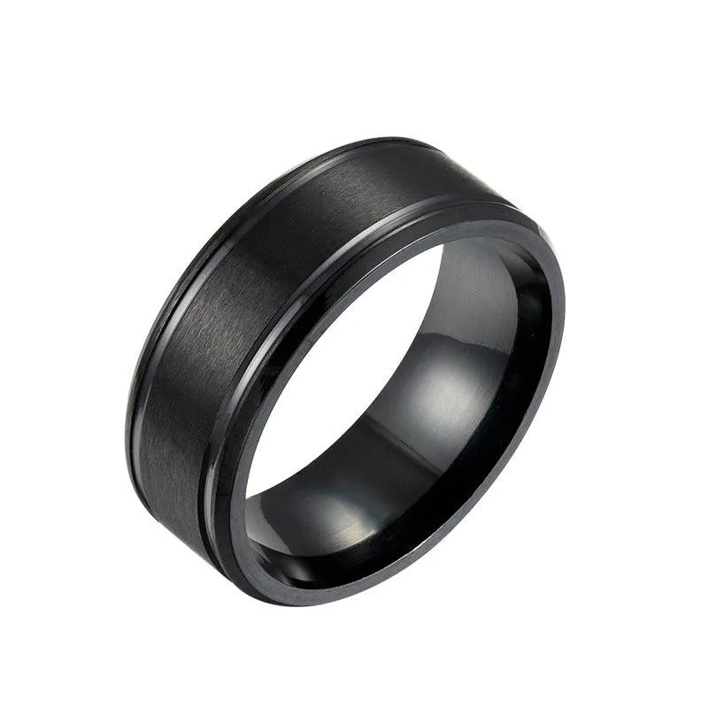 Men's Wedding Rings: Sleek Black, Silver, and Gold Bands, 8MM Width