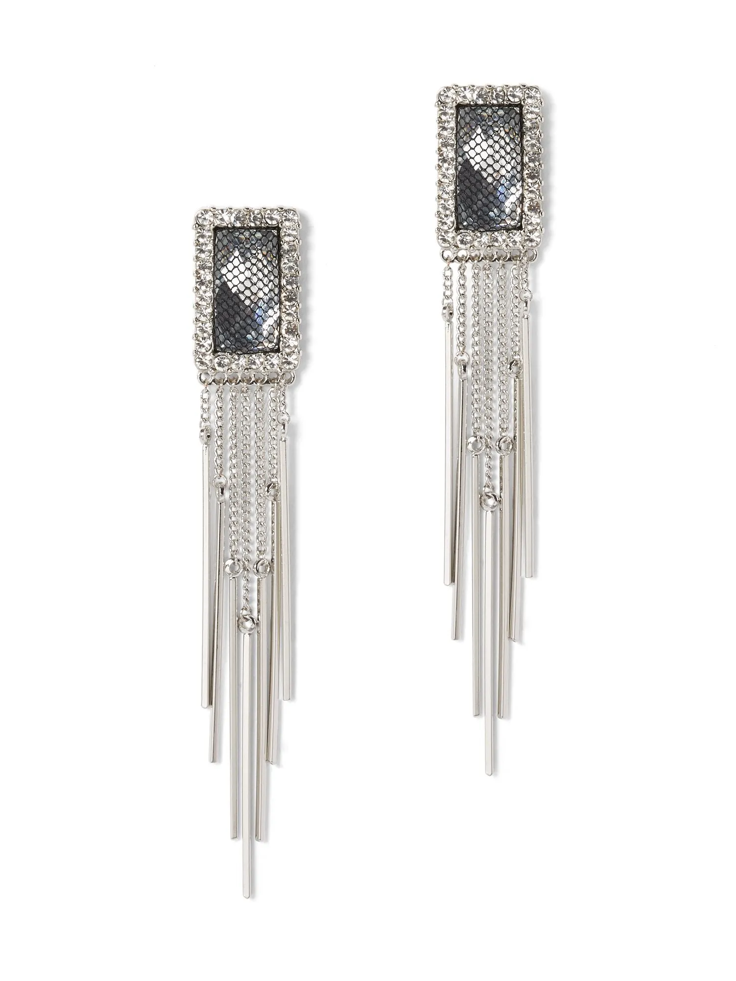 Mesh Silvertone Drop Earring