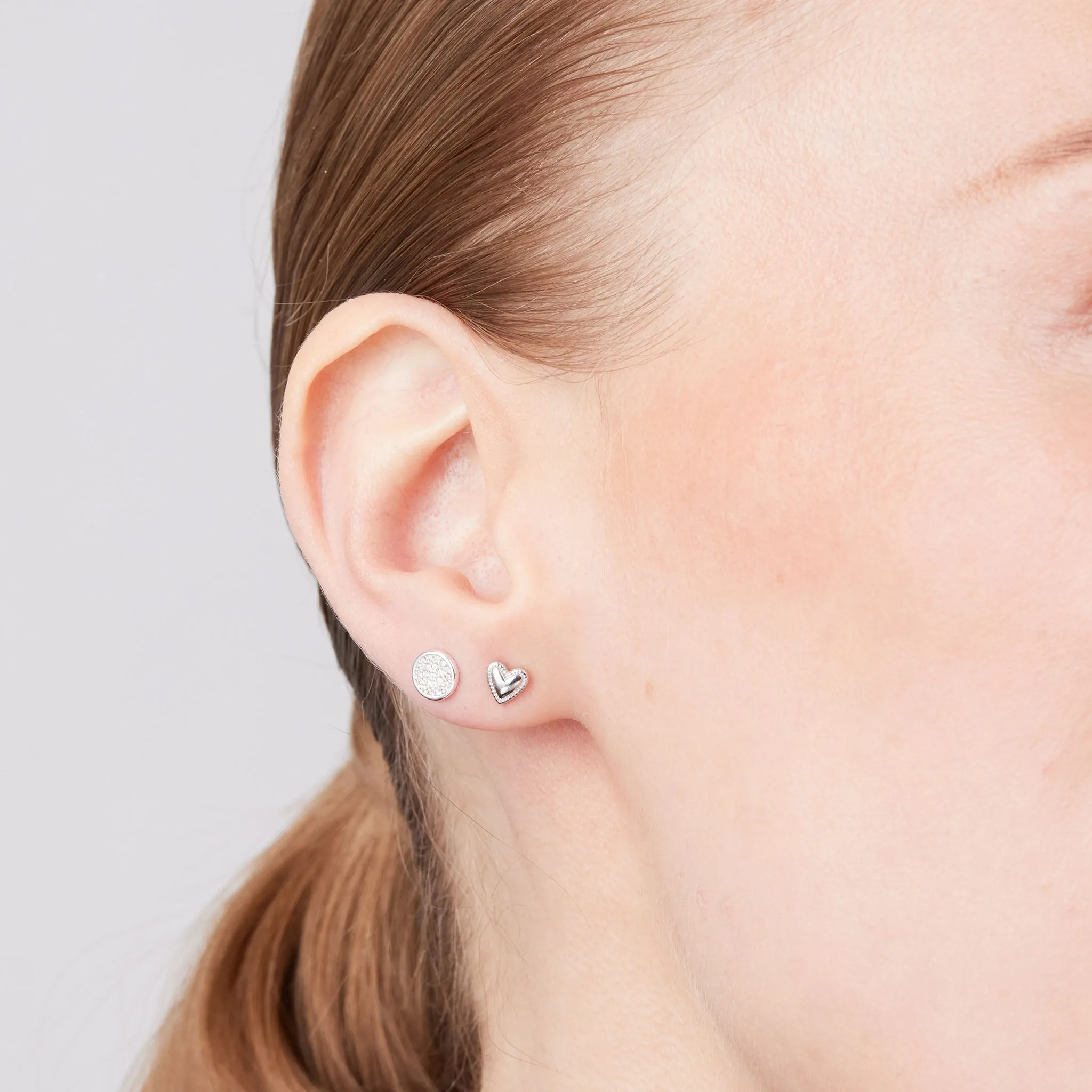 Mini Pavé Disc Stud Earrings